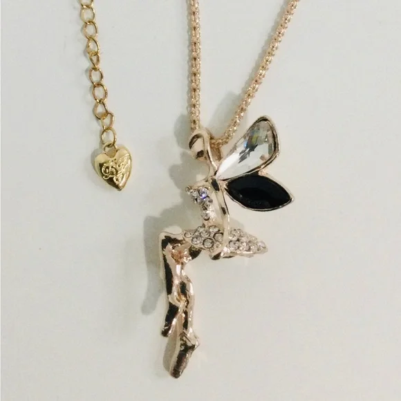 Betsy Johnson Gold tone Fairy Pendant Necklace 🧚♀️ - Picture 1 of 12